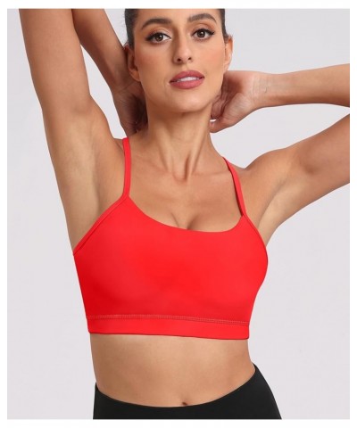 Spaghetti Strap Padded Sports Bras for Women - Y Back Yoga Workout Tops (3 Pack) 3darkred $16.10 Lingerie