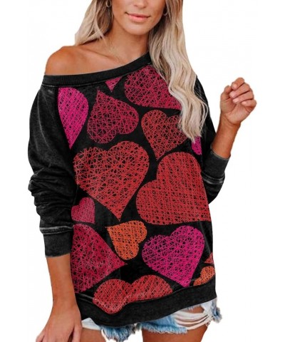 Valentines Shirts For Women,Love Heart Shirt Long Sleeve Oversized Sweatshirt Plus Size Tops Crew Neck Pullover A-red $9.27 H...