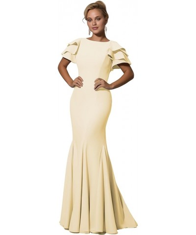 Mother of The Bride Dresses Long - Satin Rullfes Sleeves Mermaid Evening Gowns Dark Regency a $49.39 Dresses