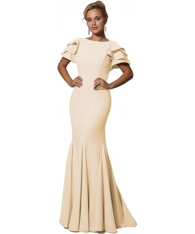 Mother of The Bride Dresses Long - Satin Rullfes Sleeves Mermaid Evening Gowns Dark Regency a $49.39 Dresses