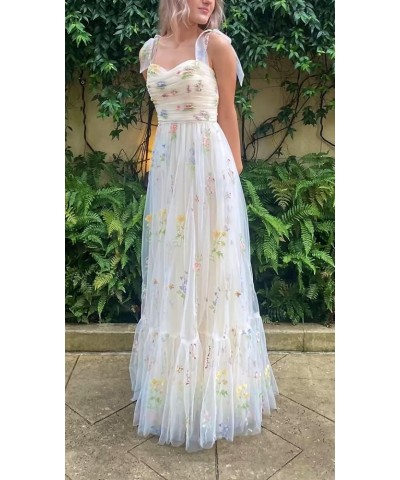 Long Tulle Flower Embroidery Homecoming Dress for Women Spaghetti Strap Formal Evening Party Floral Gowns Black $32.66 Dresses