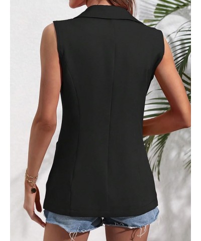 Women's Elegant Sleeveless Open Front Lapel Collar Vest Blazer Jacket Black $19.20 Vests