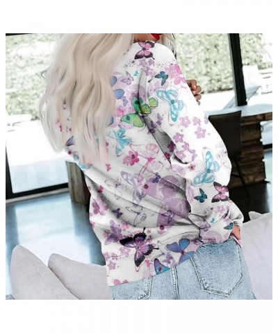 Sweatshirts For Women Trendy 2023 Long Sleeve Butterfly Printed Hoodies Y2kTeen Girls Loose Sweatshirt With Pocket B-purple $...