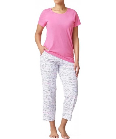 Women's SleepWell Short Sleeve Tee and Skimmer Pajama Set - Stay Cool and Cozy with Temp Tech Pink Lemonade - Care Script $13...