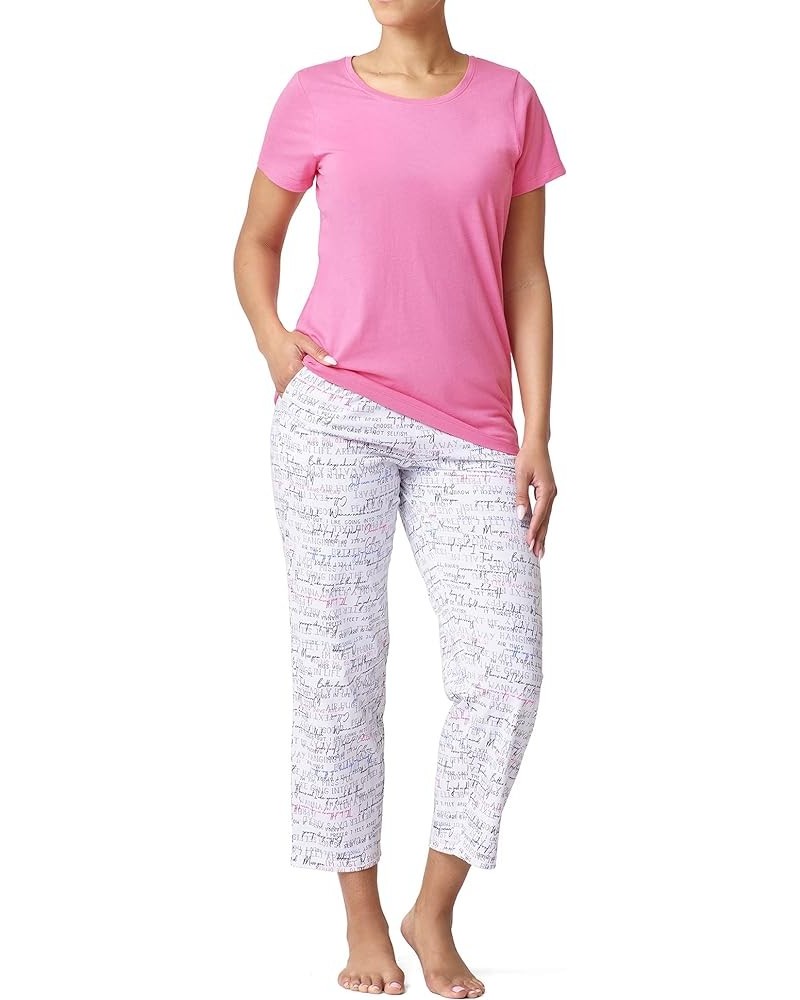 Women's SleepWell Short Sleeve Tee and Skimmer Pajama Set - Stay Cool and Cozy with Temp Tech Pink Lemonade - Care Script $13...