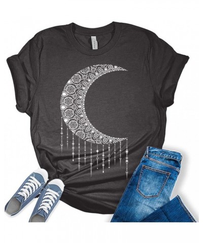 Women's Mandala Shirt Moon T-Shirt Summer Bella Short Sleeve Top Casual Plus Size Graphic Tee Dark Grey Heather $13.47 T-Shirts