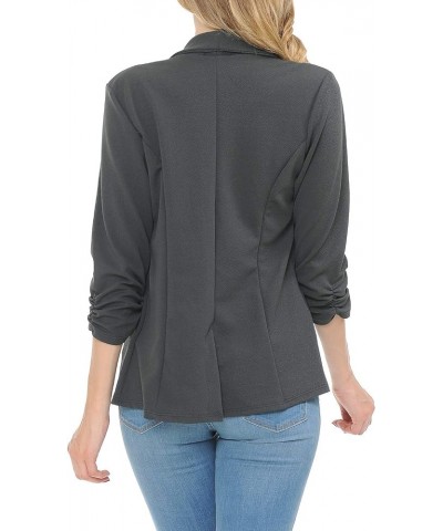 Women's 3/4 Ruched Sleeve Lightweight Work Office Blazer Jacket (S-3XL) Charcoal $14.70 Blazers