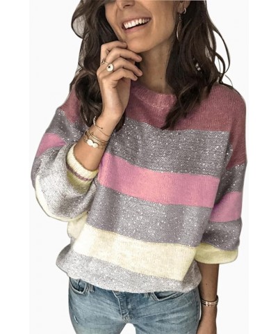 Women's Casual Sweater Pullover Winter Basic Sweatshirt Long Sleeve Cozy Knitted Jumper Tops Loose Fit Gradient Pink $20.68 S...