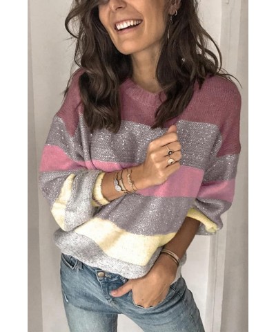 Women's Casual Sweater Pullover Winter Basic Sweatshirt Long Sleeve Cozy Knitted Jumper Tops Loose Fit Gradient Pink $20.68 S...