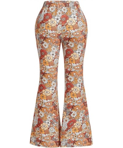 Women's Plus Size 80s Wide Leg Pants Floral Print High Waist Pant Trousers Multicolor $13.76 Pants