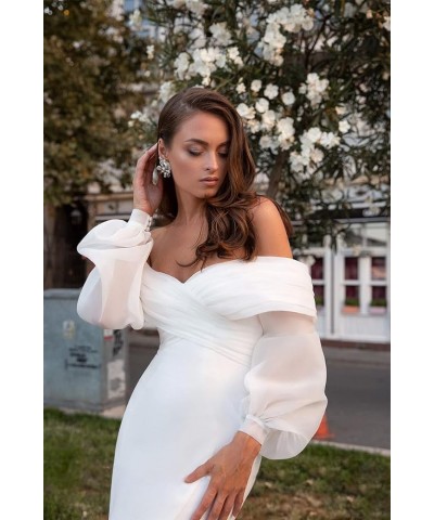 Bridal Beach Wedding Dresses 2023 Color Long Applique Lace Puffy Sleeves Bridal Gowns for Women J-white $49.35 Dresses