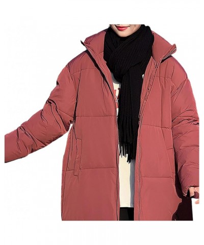 Womens Winter Coats Long Hooded Warm Thickened Quilted Jackets Plus Size Zip Up Outerwear Full Length Puffer Jackets A01-red1...