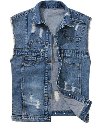 Retro Ripped Holes Casual Loose Denim Jeans Vest For Women Sleeveless Jacket 976blue $12.00 Vests