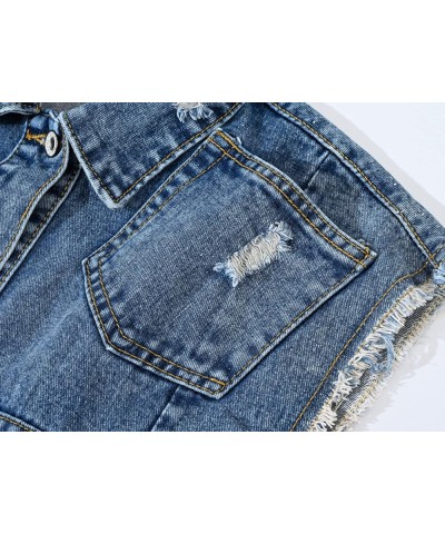 Retro Ripped Holes Casual Loose Denim Jeans Vest For Women Sleeveless Jacket 976blue $12.00 Vests