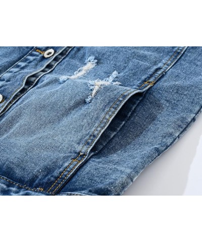 Retro Ripped Holes Casual Loose Denim Jeans Vest For Women Sleeveless Jacket 976blue $12.00 Vests