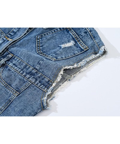 Retro Ripped Holes Casual Loose Denim Jeans Vest For Women Sleeveless Jacket 976blue $12.00 Vests