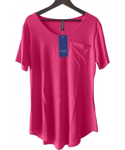 Womens Casual Scoop Collar Plus Size T Shirts Summer Tops Tee Rose Red $8.40 T-Shirts