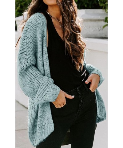 Women's Long Sleeve Open Front Knit Cardigans Sweaters Soft Loose Draped Coat Outerwear Blue $17.05 Sweaters