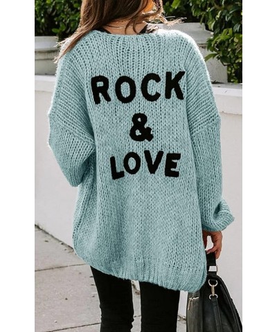 Women's Long Sleeve Open Front Knit Cardigans Sweaters Soft Loose Draped Coat Outerwear Blue $17.05 Sweaters