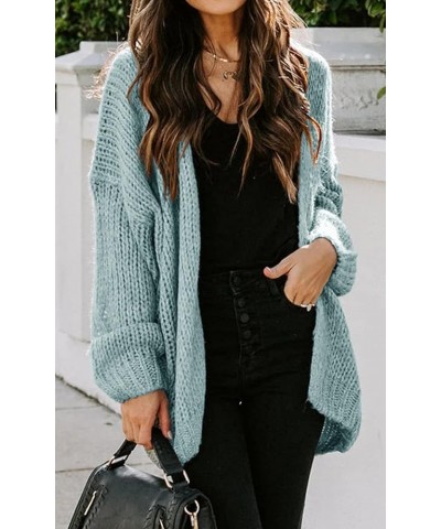 Women's Long Sleeve Open Front Knit Cardigans Sweaters Soft Loose Draped Coat Outerwear Blue $17.05 Sweaters