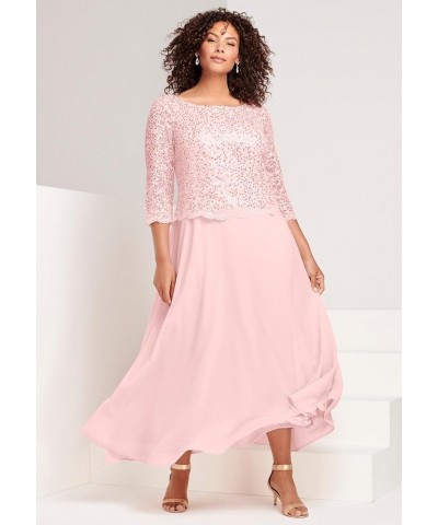 Women's Plus Size Petite Lace Popover Dress Sparkling Champagne $40.04 Dresses