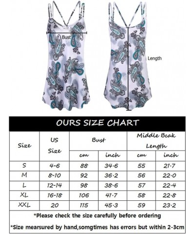 Women's Casual Summer Spaghetti Strap Tank Tops Floral Print Sleeveless V Neck Strappy Shirts Blue $12.48 Tanks