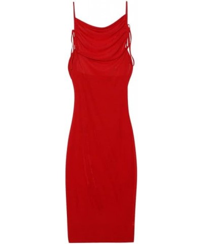 Women’s Halter Backless Maxi Dress Sexy Sleeveless Spaghetti Strap Cocktail Party Club Dress Red $17.38 Dresses