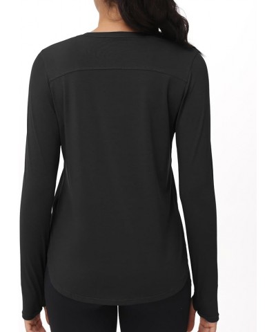 Womens Lightweight Workout Shirts Slim Fit Long Sleeve Yoga Tops with Thumb Hole Black $13.99 Activewear