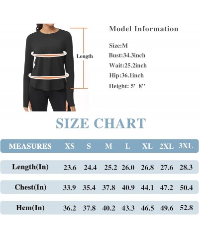 Womens Lightweight Workout Shirts Slim Fit Long Sleeve Yoga Tops with Thumb Hole Black $13.99 Activewear