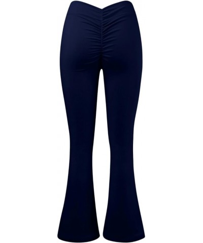 Womens Yoga Pants High Waisted Leggings Tummy Control Workout Sport Fitness Running Sports Gym Trousers Bell Bottoms B-navy $...