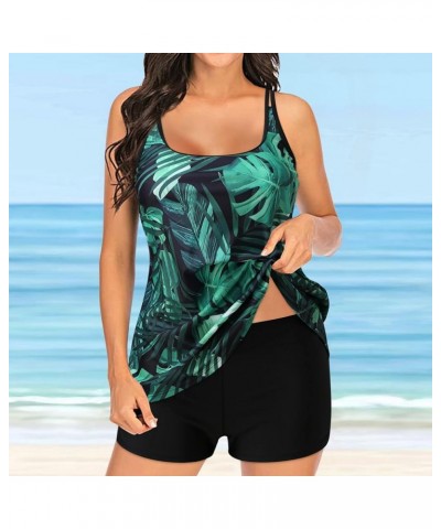 Tankini Swimsuits for Women Tummy Control Flowy Swimwear Two Piece Athletic Push up Bathing Suit Tops with Boyshorts 08 Green...