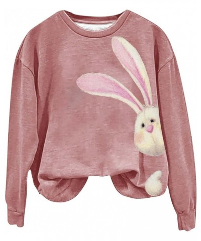 Easter Bunny Sweatshirts For Women Cute Rabbit Print Tunic Tops Fashion Crewneck Pullover Long Sleeve Shirts Casual Blouses A...