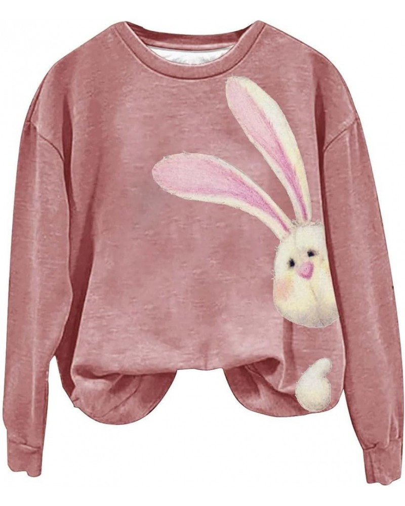 Easter Bunny Sweatshirts For Women Cute Rabbit Print Tunic Tops Fashion Crewneck Pullover Long Sleeve Shirts Casual Blouses A...