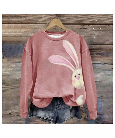 Easter Bunny Sweatshirts For Women Cute Rabbit Print Tunic Tops Fashion Crewneck Pullover Long Sleeve Shirts Casual Blouses A...