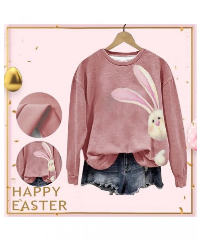 Easter Bunny Sweatshirts For Women Cute Rabbit Print Tunic Tops Fashion Crewneck Pullover Long Sleeve Shirts Casual Blouses A...