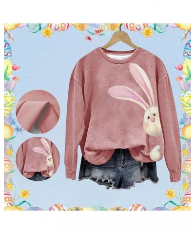 Easter Bunny Sweatshirts For Women Cute Rabbit Print Tunic Tops Fashion Crewneck Pullover Long Sleeve Shirts Casual Blouses A...