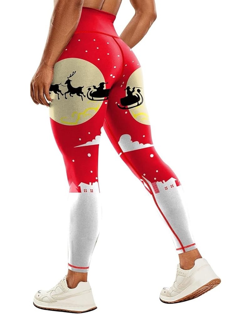 Ugly Plus Size Christmas Leggings for Women Tummy Control Xmas Graphic Tights Ankle High Waist Athletic Leggings A009-wine $8...