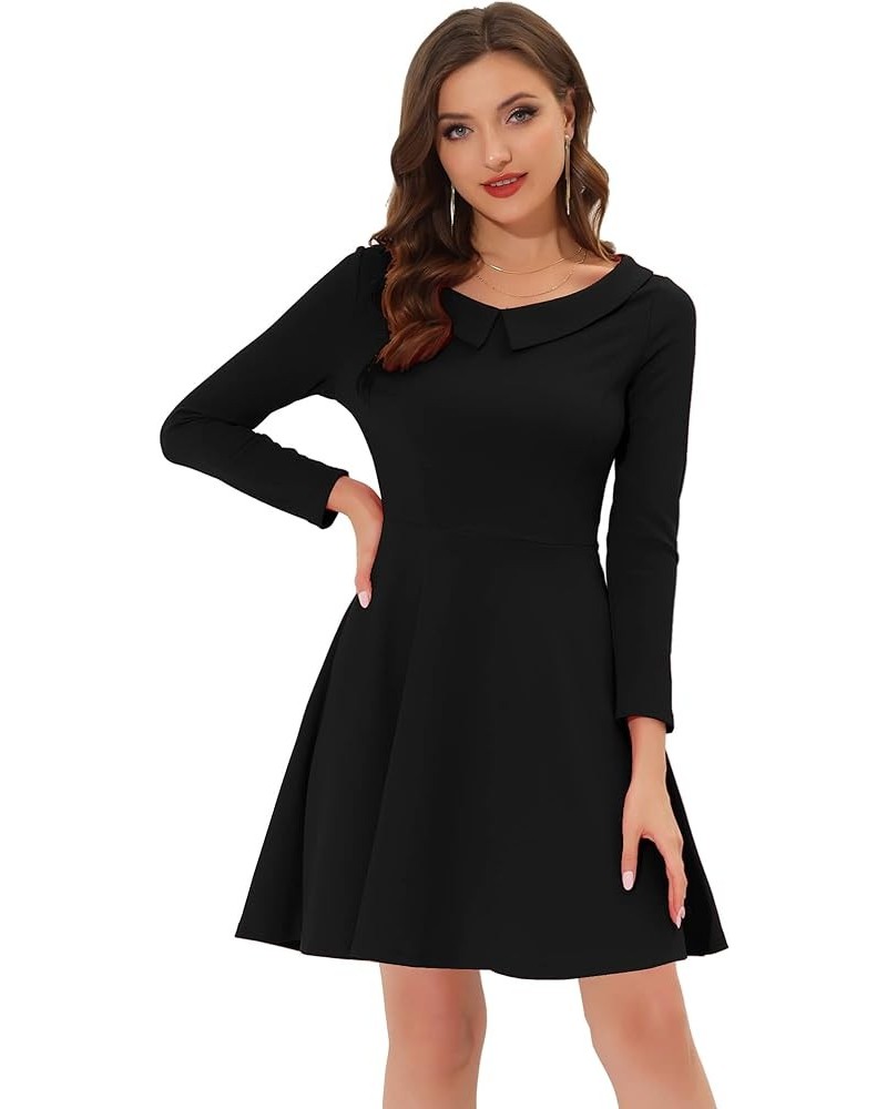 Women's Halloween Peter Pan Collar Above Knee Length A-line Knit Party Dress Black $19.19 Dresses