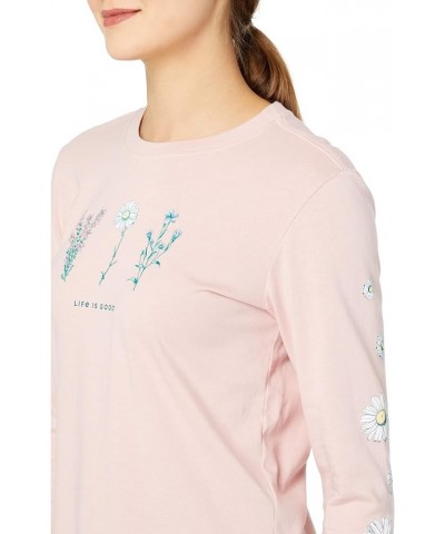 Women's Detailed Wildflowers Long Sleeve Crusher Tee Himalayan Pink Small $13.25 T-Shirts