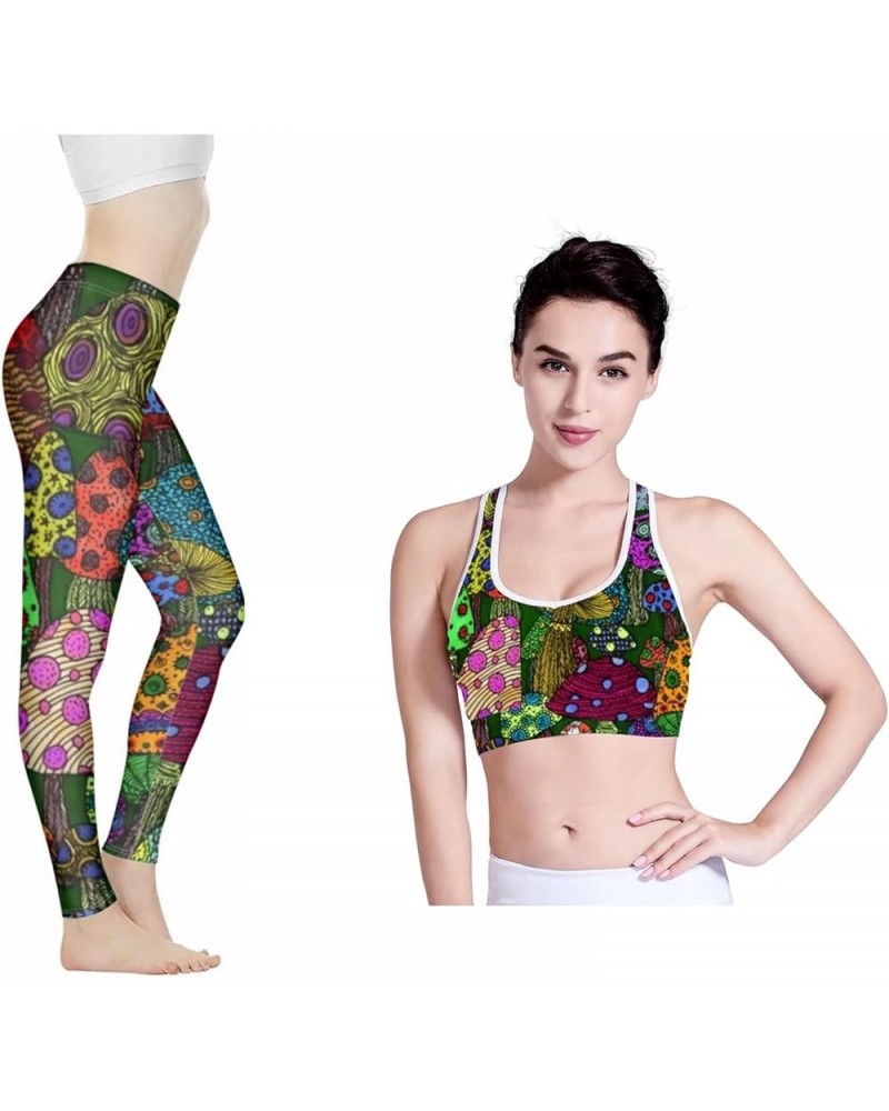 Women Seamless Outfit 2 Pieces Yoga Workout Jumpsuit Gym Leggings Padded Sport Bra Set Casual Fitness Suits Mushroom $15.75 A...