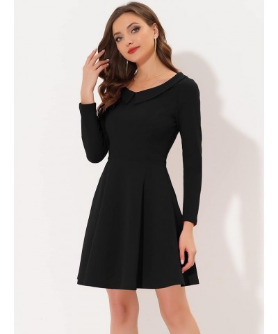 Women's Halloween Peter Pan Collar Above Knee Length A-line Knit Party Dress Black $19.19 Dresses