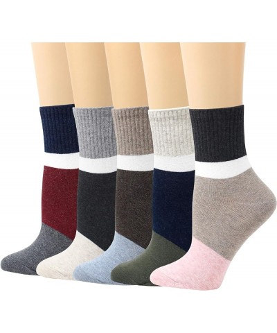 Multi-Pack Pairs Women's Made In Korea Cute Novelty Lightweight Solid Color Casual Cotton Crew Socks Color Block $10.39 Socks