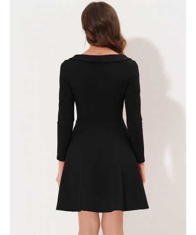 Women's Halloween Peter Pan Collar Above Knee Length A-line Knit Party Dress Black $19.19 Dresses