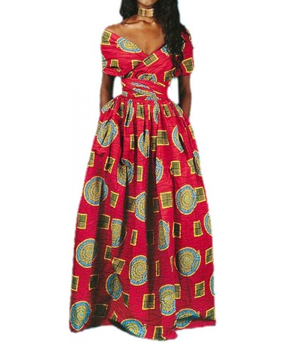 Giovacker Women's African Print Casual Party Dress Dashiki Traditional Costume Long Style Big Circle $23.04 Others