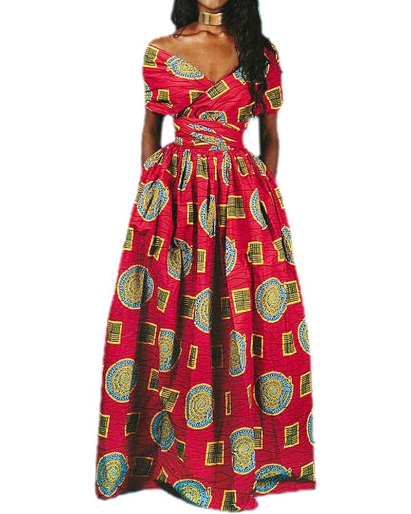 Giovacker Women's African Print Casual Party Dress Dashiki Traditional Costume Long Style Big Circle $23.04 Others