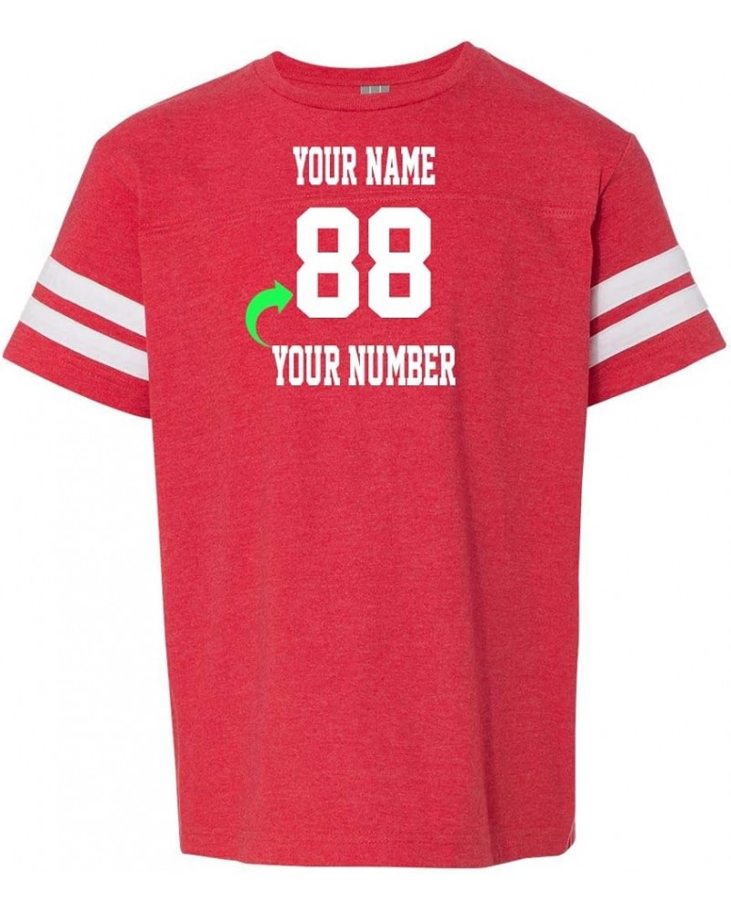 Customized Style Football T Shirt Jersey for Youth Personalized with Name and Number Vintage Red $12.44 T-Shirts