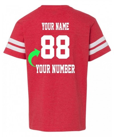 Customized Style Football T Shirt Jersey for Youth Personalized with Name and Number Vintage Red $12.44 T-Shirts