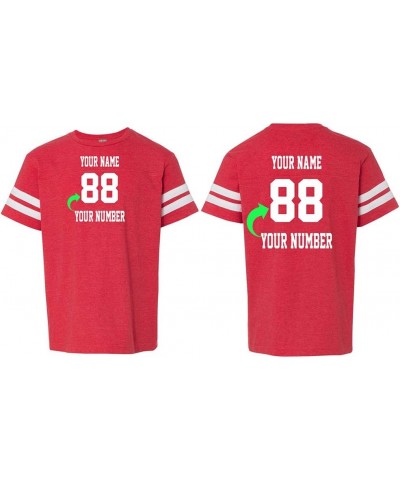 Customized Style Football T Shirt Jersey for Youth Personalized with Name and Number Vintage Red $12.44 T-Shirts