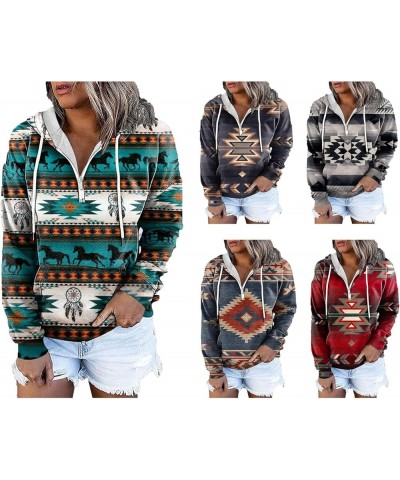 Women's Aztec Hoodie Geometric Zip Up Pocket Sweatshirt Western Ethnic Print Casual Long Sleeve Pullover Hooded Tops Color5 $...