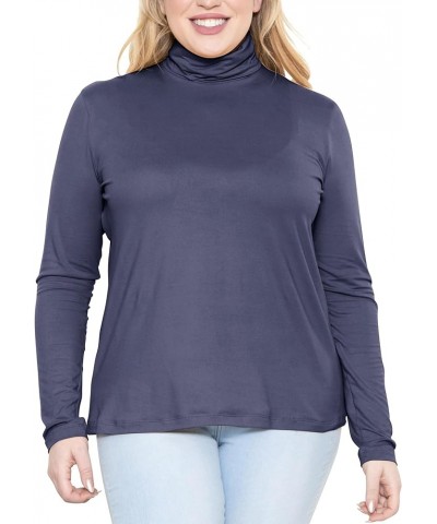 Women's Plus Size Relaxed and Regular Turtleneck | XL - 7X Relaxed Fit Navy Blue $16.19 Sweaters